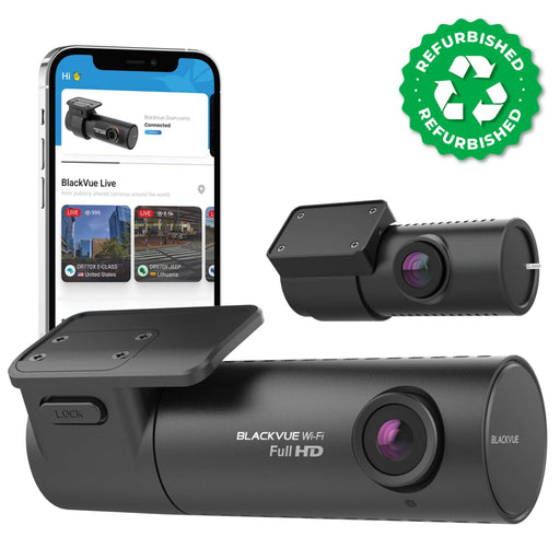 [REFURBISHED] BlackVue DR590X-2CH Full HD Dash Cam - Dash Cams - {{ collection.title }} - 1080p Full HD @ 30 FPS, 12V Plug-and-Play, 2-Channel, 256GB, Adhesive Mount, Bluetooth, Dash Cams, Desktop Viewer, G-Sensor, Hardwire Install, Loop Recording, Mobile App, Mobile App Viewer, Night Vision, Parking Mode, Rear Camera, sale, Security, South Korea, Wi-Fi - BlackboxMyCar Canada